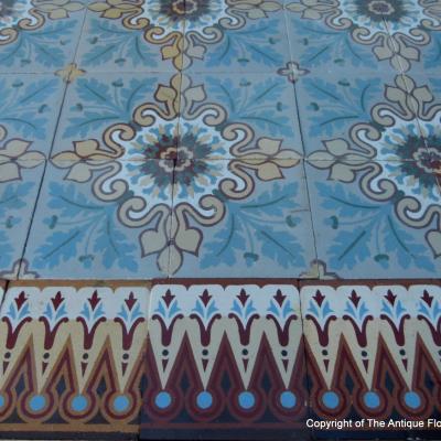 3.9m2 antique French Douzies Maubeuge ceramic tiles 