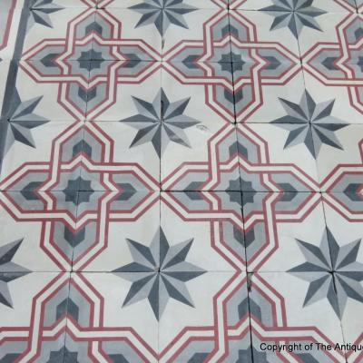 Small, 8m2 antique French carreaux de ciments floor