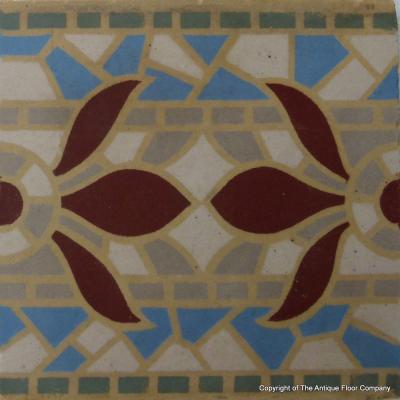 A run of 70+ faux mosaic themed ceramic border tiles 