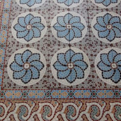 16m2 antique Belgian faux mosaique ceramic - late 19th century