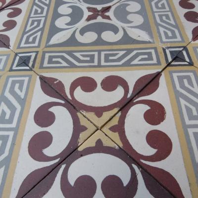 4m2 antique French ceramic floor c.1915-1920
