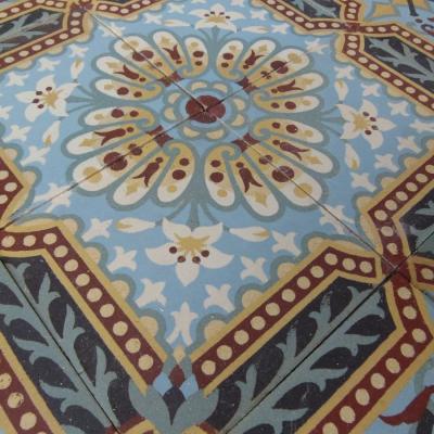 A 13.5m2/145 sq ft. antique French ceramic using two field tiles