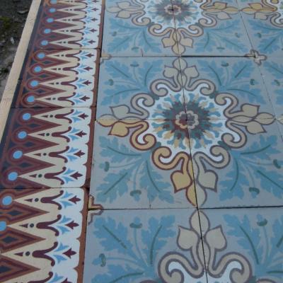 3.9m2 antique French Douzies Maubeuge ceramic tiles 