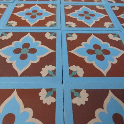 5.5m2 antique French Douvrin ceramic floor