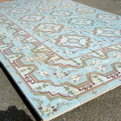 17.5m2 / 190 sqft floral themed antique ceramic encaustic floor c.1905