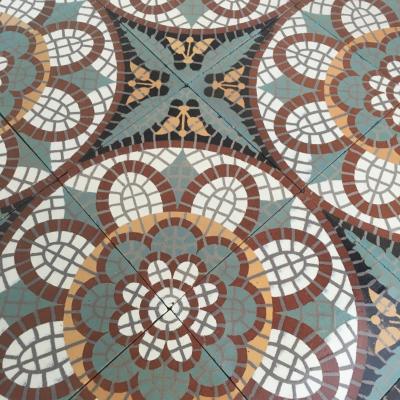 Small antique ceramic mosaic themed floor c.1920