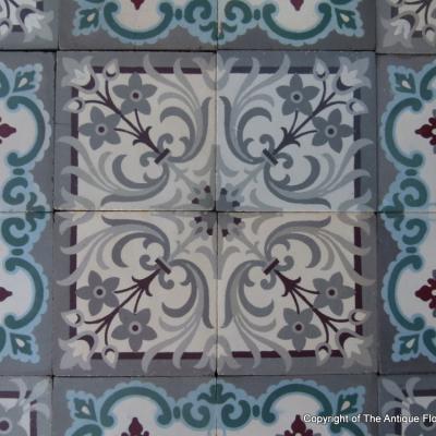 A small, 5m2, three motif antique French ceramic