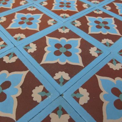 5.5m2 antique French Douvrin ceramic floor