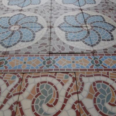 16m2 antique Belgian faux mosaique ceramic - late 19th century