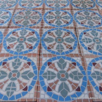 A 14.5m2 antique Belgian triple border ceramic - dated 1895