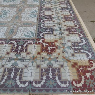 A c.10m2 / 105 sq ft. antique Belgian Morialme ceramic 