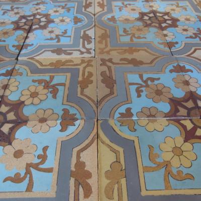 c.13.75m2 - Exquisite Boch Freres antique ceramic floor c.1890-1900