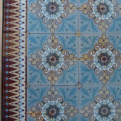 3.9m2 antique French Douzies Maubeuge ceramic tiles 