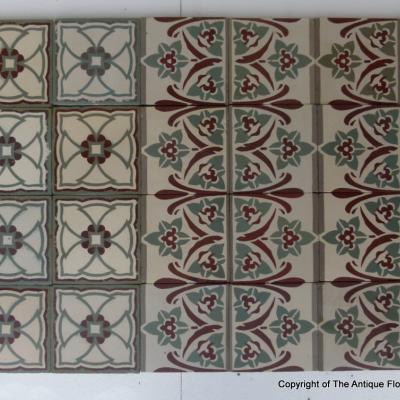 17.4m2 antique Belgian ceramic floor dated 1892-1920