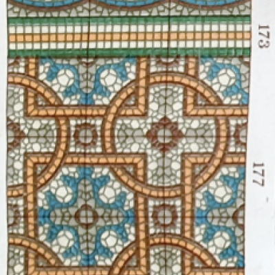 11m2 antique ceramic mosaic themed floor with triple borders