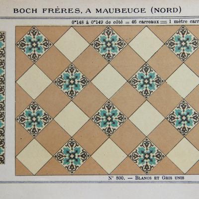 17m2+ antique ceramic French damier floor with single border frame