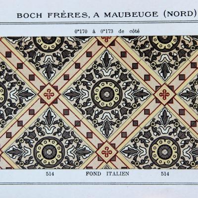 A large c.20m2+ / 225 sq ft Boch Freres ceramic floor c.1900 