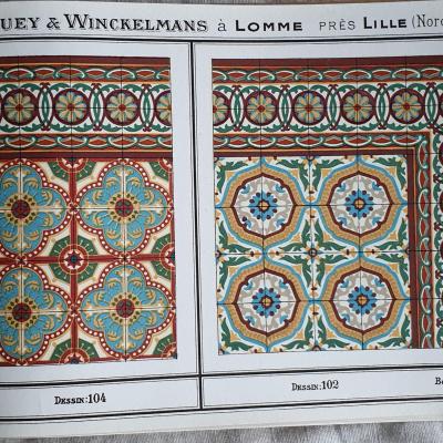 12.5m2 antique French Bocquey and Winckelmans ceramic floor