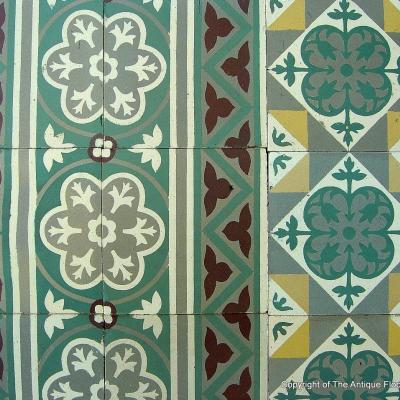 13m2 Antique Belgian Maufroid Freres et Soeur ceramic floor c.1900-1910