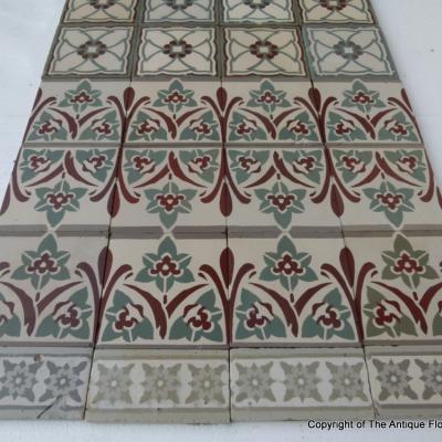 17.4m2 antique Belgian ceramic floor dated 1892-1920