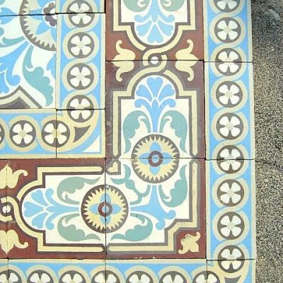 18.5m2 / 200 sq ft Ornate antique ceramic encaustic Belgian floor - c.1890