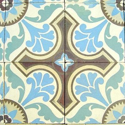 18.5m2 / 200 sq ft Ornate antique ceramic encaustic Belgian floor - c.1890