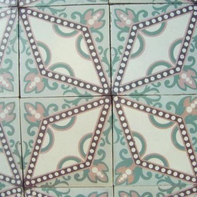 14m2+ Delicate antique ceramic floor tiles c.1900