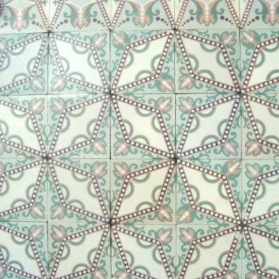 14m2+ Delicate antique ceramic floor tiles c.1900