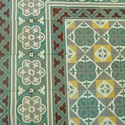 13m2 Antique Belgian Maufroid Freres et Soeur ceramic floor c.1900-1910