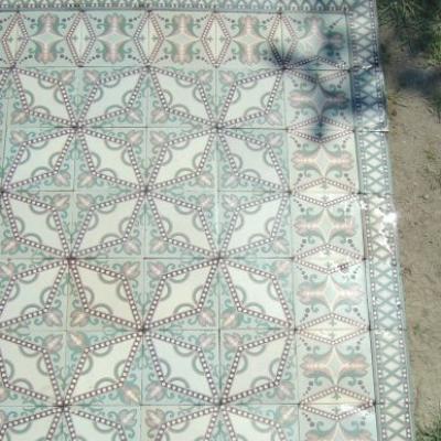 14m2+ Delicate antique ceramic floor tiles c.1900
