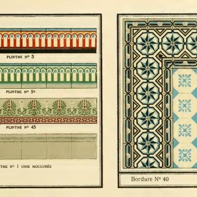 A run of antique Belgian ceramic border tiles, early 20th century