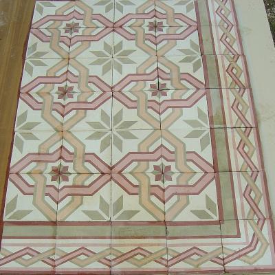 11m2 antique French carreaux de ciments floor tiles with original borders