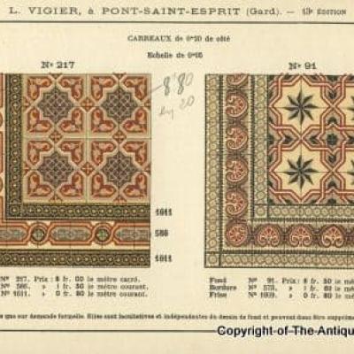 Small, 8m2 antique French carreaux de ciments floor