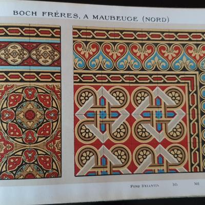 Small run of 17.5cm sq period Boch Freres border tiles