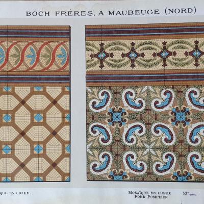 Large 26.6m2 / 286 sq ft. antique Boch Freres Maubege ceramic floor 