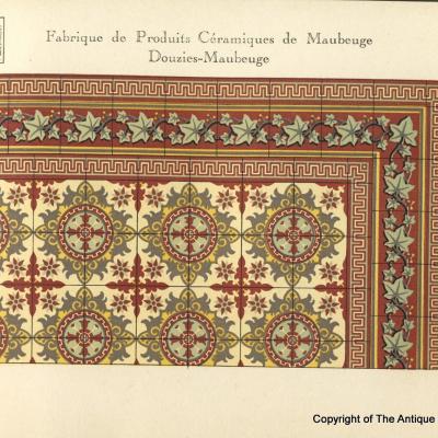A 10.75m2 antique French Maubeuge ceramic with its original borders