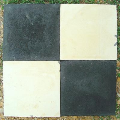 Antique ceramic black and white floor tiles c.1905