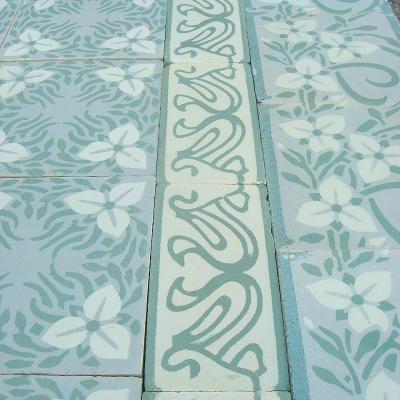 Belgian Art Nouveau floor tiles - early 20th century