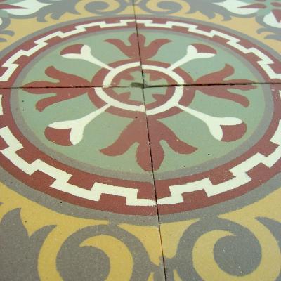 Douzies Maubeuge ceramic encaustic floor in Autumnal colours 