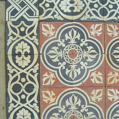 Stunning antique French gres floor tiles c.1885-1890