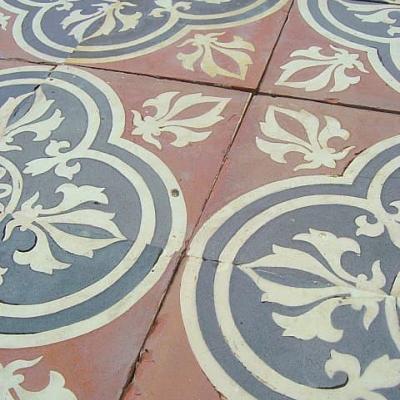 Stunning antique French gres floor tiles c.1885-1890