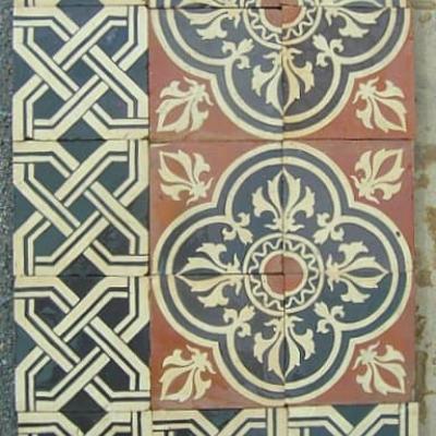 Stunning antique French gres floor tiles c.1885-1890