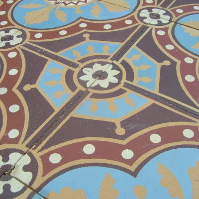 Antique unglazed encaustic floor tiles c.1880 - with double borders