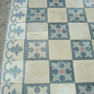 Classic chessboard floor with heraldic motif c.1880