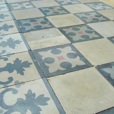 Classic chessboard floor with heraldic motif c.1880