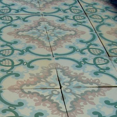 16.5m2+ / 177 sq ft - Antique French Art Nouveau ceramic floor c.1900