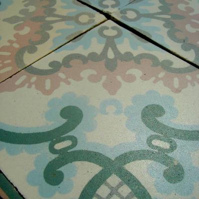 16.5m2+ / 177 sq ft - Antique French Art Nouveau ceramic floor c.1900