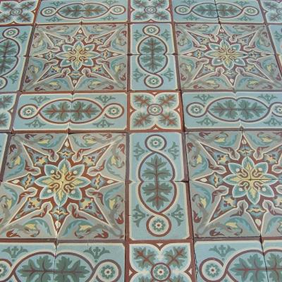 Stunning antique ceramic floor with internal borders c.1900-1910