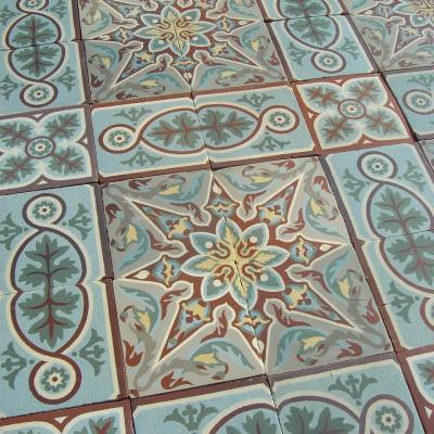 Stunning antique ceramic floor with internal borders c.1900-1910