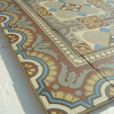 16.25m2+ of antique Douzies Maubeuge tiles in a warm palette